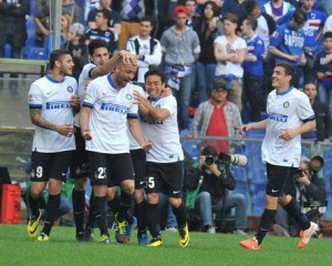 sampdoria-inter 0-4 esultanza