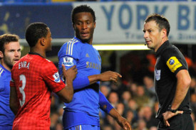 Mark Clattenburg, John Obi Mikel and Patrice Evra