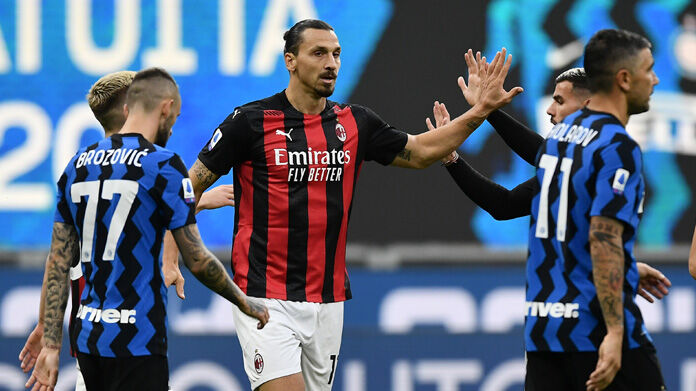 ibra nell'ultimo derby, segna una doppiettsa